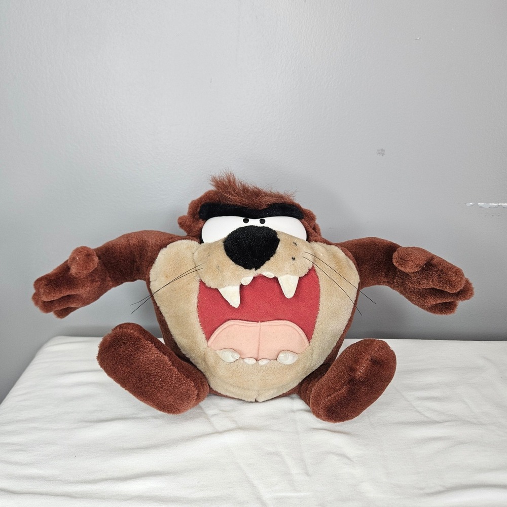 Vtg 1997‎ Looney Tunes Taz Tasmanian Devil Shakes Talks Plush Play By Play 10"